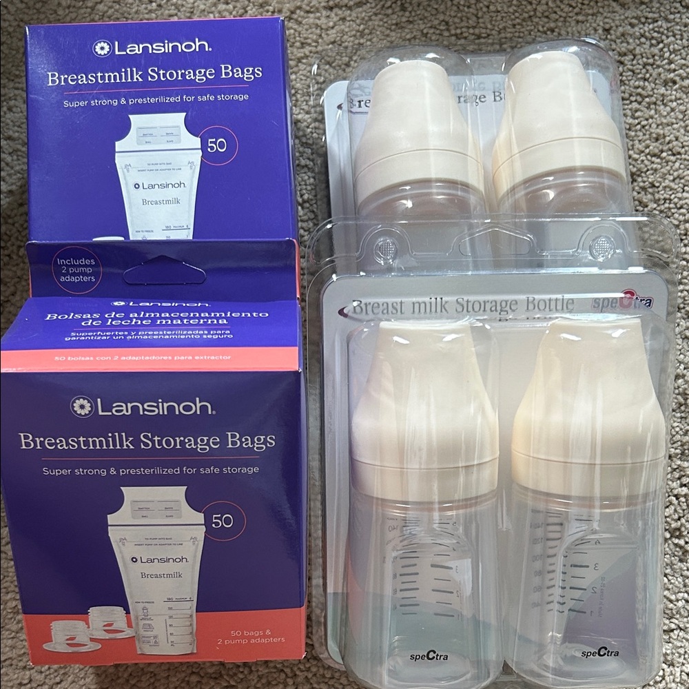 Lansinoh Breastmilk Storage bags with Spectra bottles